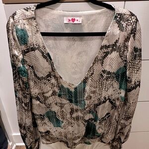 Buddy Love Metallic Snakeskin Longsleeve Bodysuit